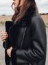 Damen Oversize Streetwear-Mantel mit dickem Kunstfell-Futter, Gürtel und Reißverschluss - Schwarz, ideal für Herbst und Winter, weiche Außenjacke